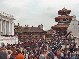 Crowds gathering at Durbar Square for Indra Jatra festival