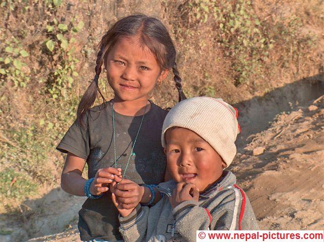 Nepali girl with her brother