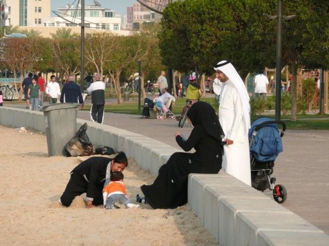 Kuwaiti couple with child and nanny