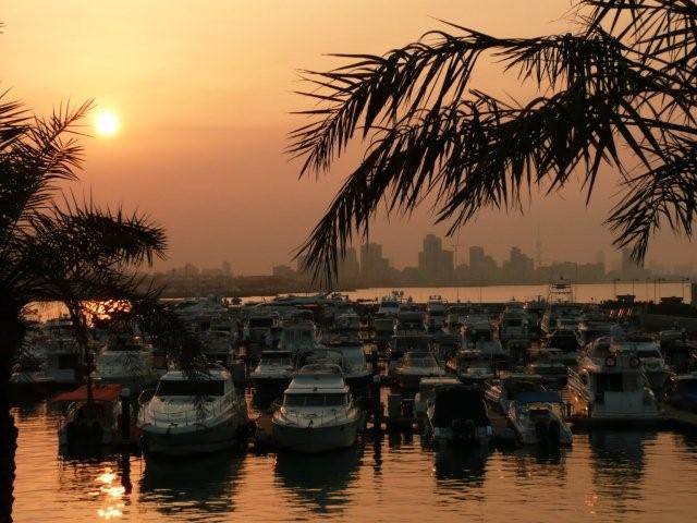 Sunset over Marina Crescent in Kuwait