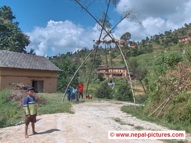 Dashain swing between Nagarkot and Sankhu