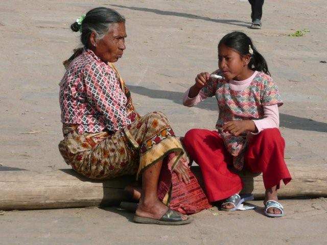 Bhaktapur grandmother and granddaughter