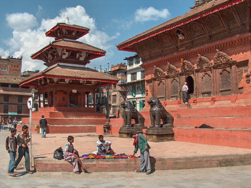 Man selling tika powder on Durbar Square