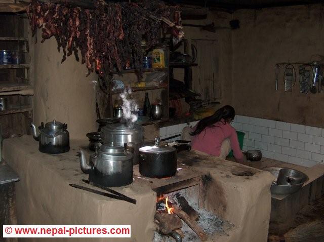 Kitchen of trekking lodge