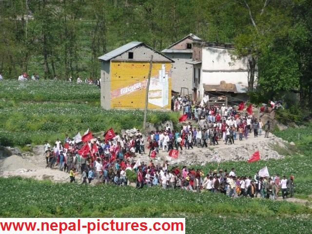 Maoist cadres during a rally in Sankhu