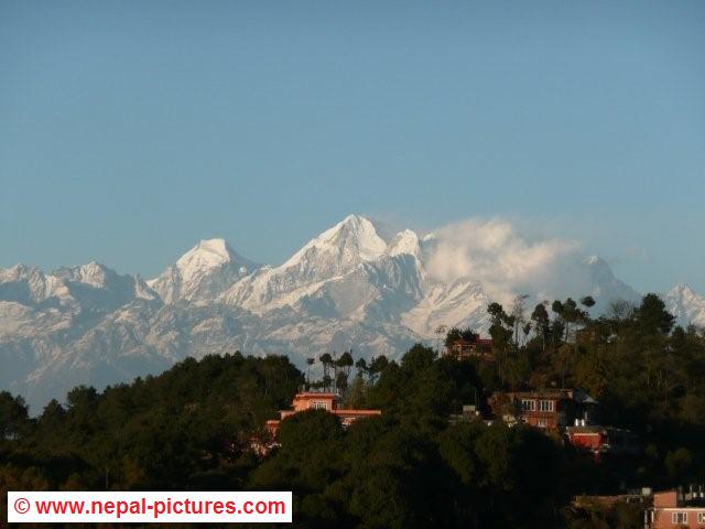 View on snowy mountains from Nagarkot