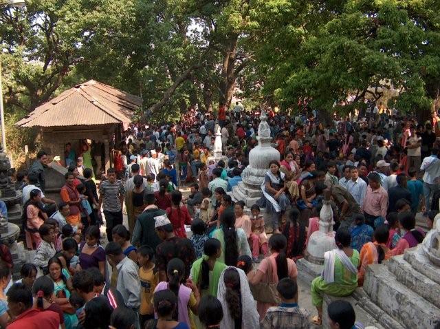 Crowded Swayambunath complex during Singun Ngya