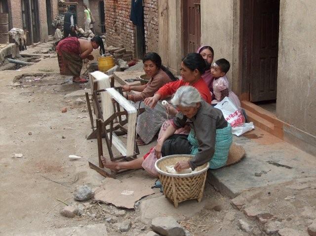 Women with Charkha in Khokana