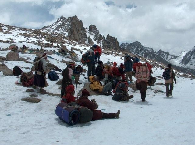 Pilgrims resting Dolma La Mount Kailash