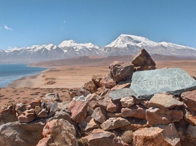 Mani stone and Gurla Mandhata Tibet