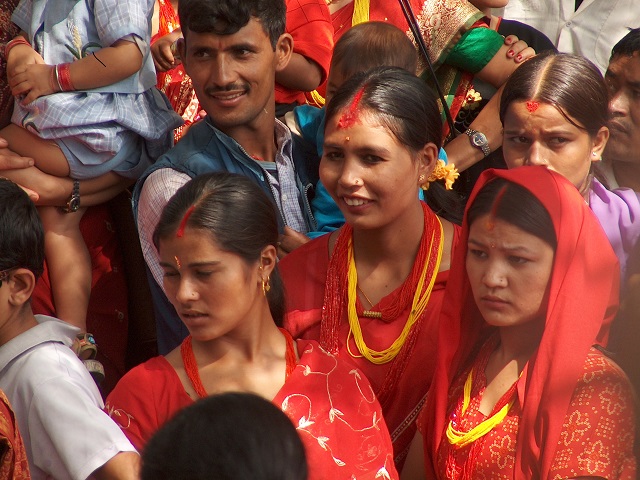 Women Celebrating Teej Festival At Pashupatinath Nepal